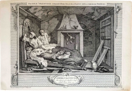 William Hogarth, The Idle ‘Prentice return’d from Sea, and in a Garret with a Common Prostitute