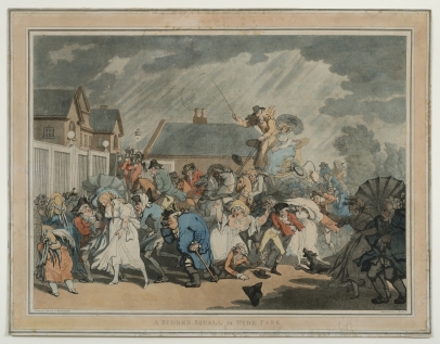 Rowlandson, A Sudden Squall in Hyde Park
